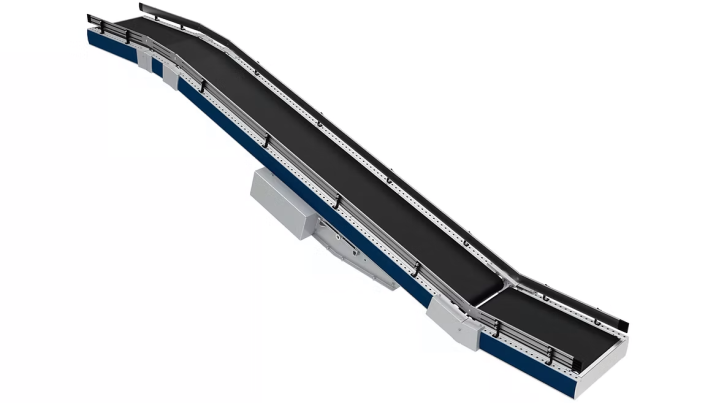 نوار نقاله سقوطی نوار نقاله سقوطی ( Falling belt conveyor ) نوار نقاله سقوطی برای انتقال کنترلشدهی کالا از یک سطح بالاتر به سطح پایینتر طراحی شده است. این سیستم انتقال، با زاویهای مشخص و شکستهای نرم در ابتدا و انتهای مسیر، حرکت ایمن و روان کالا را تضمین میکند. طراحی آن بهگونهای است که از ضربه یا افتادن ناگهانی کالا جلوگیری شده و فرآیند انتقال بدون آسیب انجام میشود.